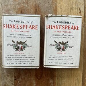 Modern Library, The Comedies of Shakespeare, 1947 - 2 vols HC w/Dust Jacket